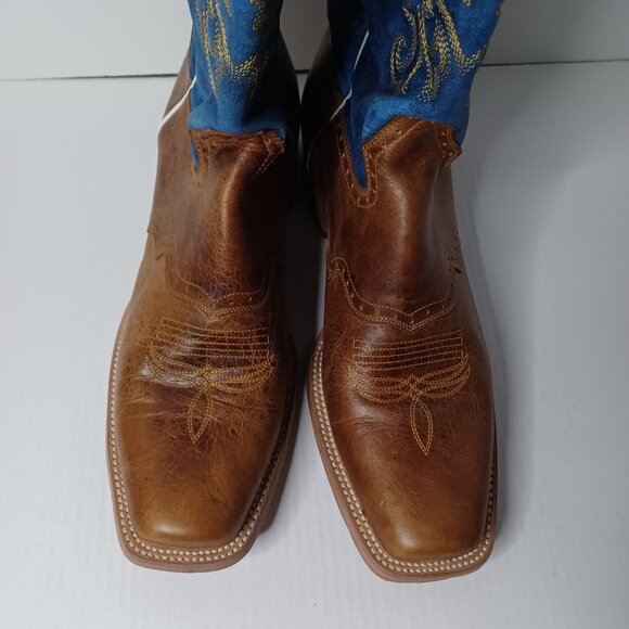 Vintage J.B. Dillon Reserve Cowboy Boots Mens 11.5EE Tan/Blue Rodeo Rancher 2004 - Picture 6 of 14